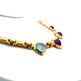 36.00 Carat Heart Shape Gem Stones 18 Karat Yellow Gold Link Necklace