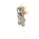 1.00 Carat Pearl 0.35 Carat Round Brilliant H SI1 Diamond Platinum Pin Brooch