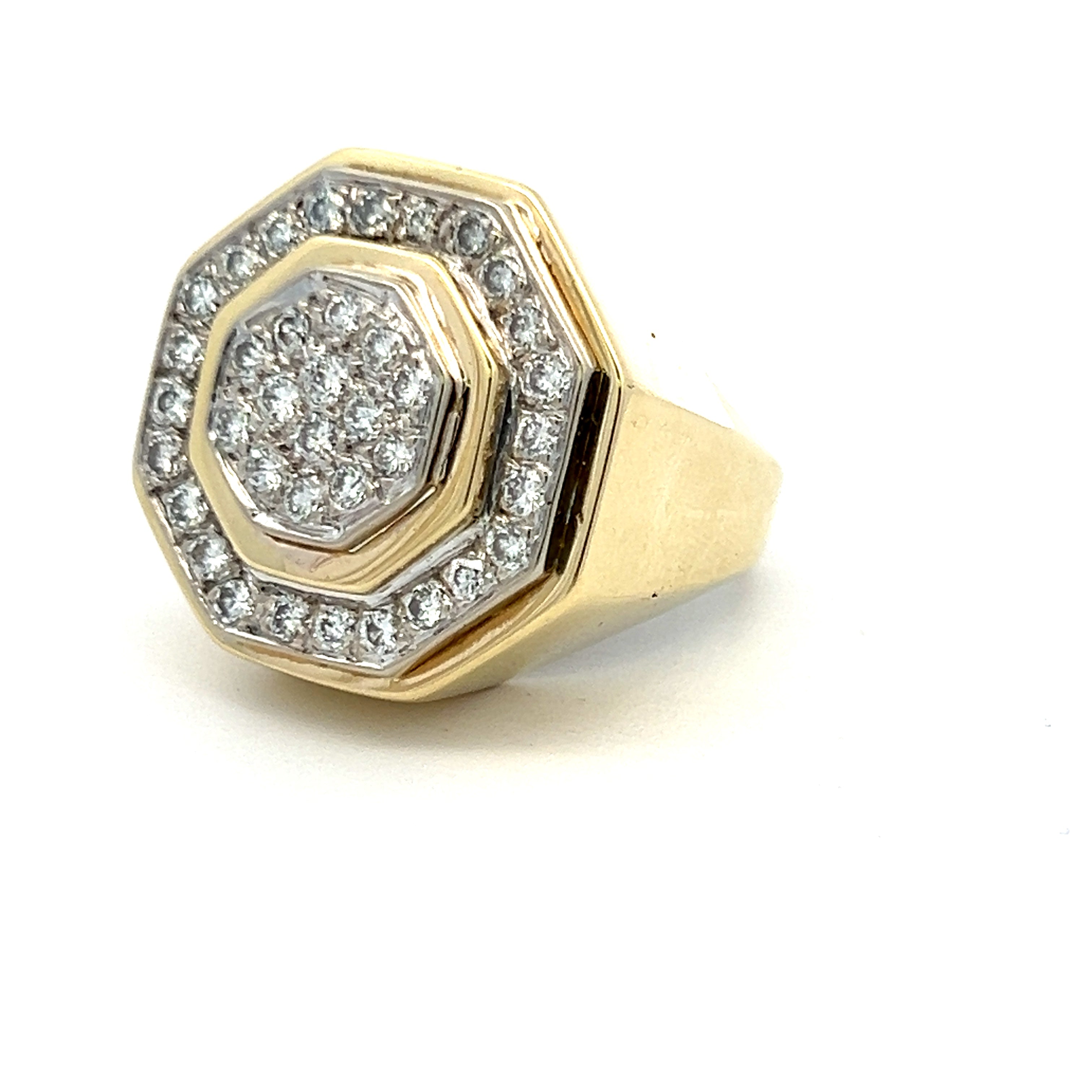 1.55 Carat Round Brilliant H VS2 Diamond 14 Karat Yellow Gold Cocktail Ring