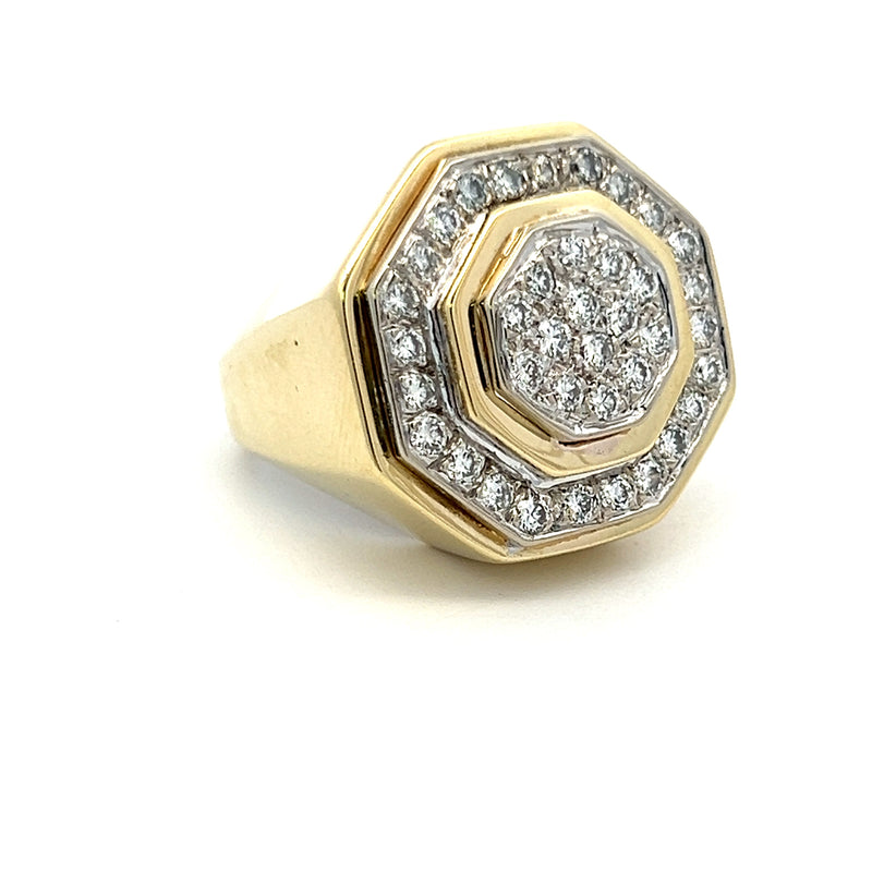 1.55 Carat Round Brilliant H VS2 Diamond 14 Karat Yellow Gold Cocktail Ring