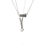 0.43 Carat Old European Diamond 0.25 Carat Sapphire Platinum Pendant Necklace