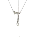 0.43 Carat Old European Diamond 0.25 Carat Sapphire Platinum Pendant Necklace