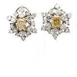 7.36 Carat Round and Radiant Cut Fancy Brown Yellow Diamond Plat Earrings