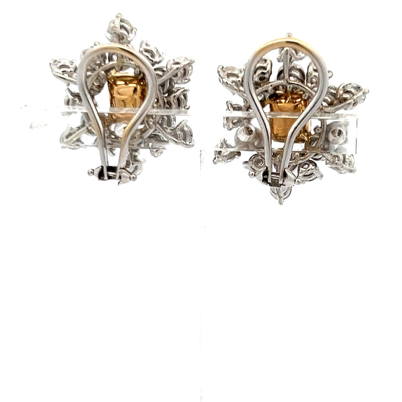 7.36 Carat Round and Radiant Cut Fancy Brown Yellow Diamond Plat Earrings