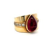 7.00 Carat Tourmaline 0.60 Carat Circular Brilliant Diamond 14K YG Cocktail Ring