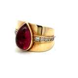 7.00 Carat Tourmaline 0.60 Carat Circular Brilliant Diamond 14K YG Cocktail Ring