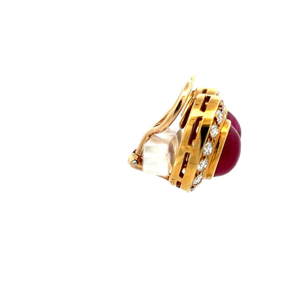 Van Cleef & Arpels 7.91 Carat Ruby 1.50 Carat Round Diamond 18K YG Earrings