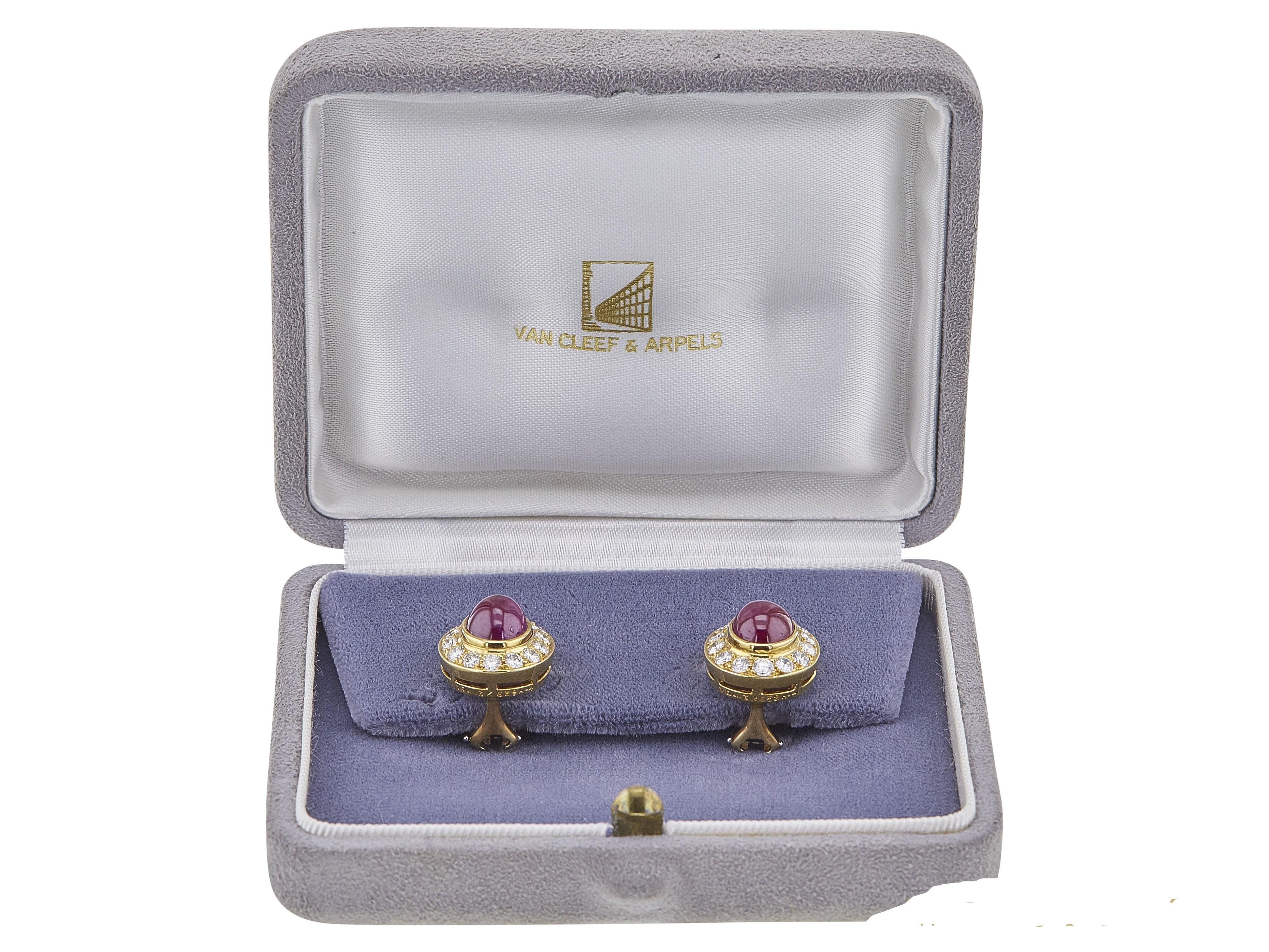 Van Cleef & Arpels 7.91 Carat Ruby 1.50 Carat Round Diamond 18K YG Earrings