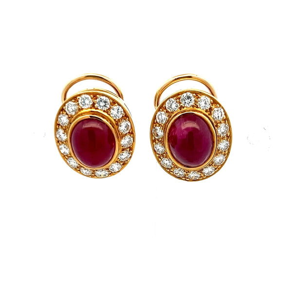 Van Cleef & Arpels 7.91 Carat Ruby 1.50 Carat Round Diamond 18K YG Earrings
