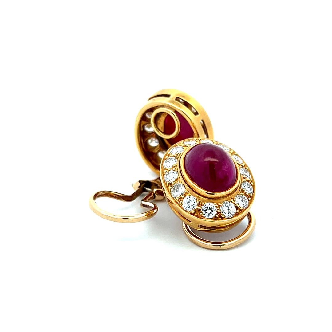 Van Cleef & Arpels 7.91 Carat Ruby 1.50 Carat Round Diamond 18K YG Earrings
