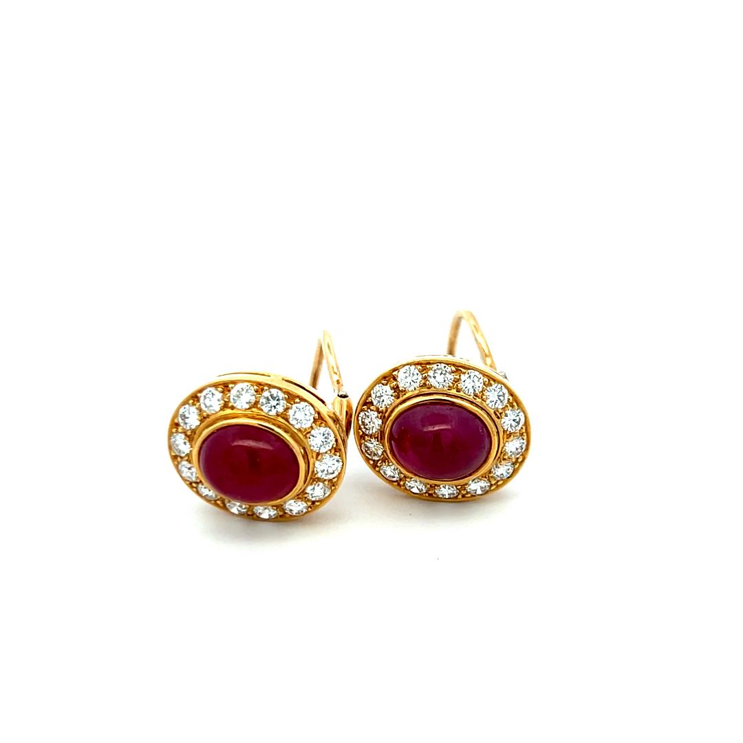 Van Cleef & Arpels 7.91 Carat Ruby 1.50 Carat Round Diamond 18K YG Earrings