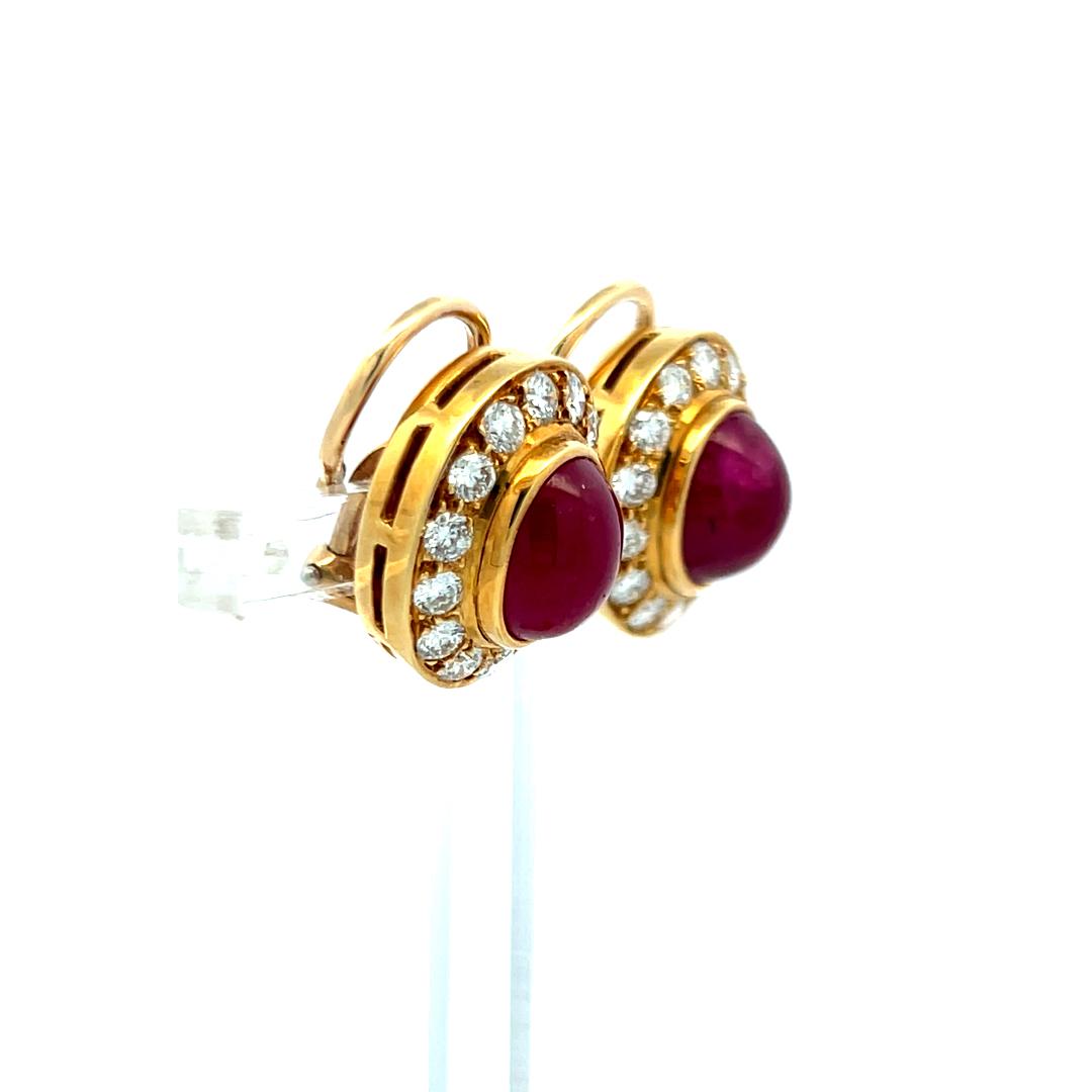 Van Cleef & Arpels 7.91 Carat Ruby 1.50 Carat Round Diamond 18K YG Earrings