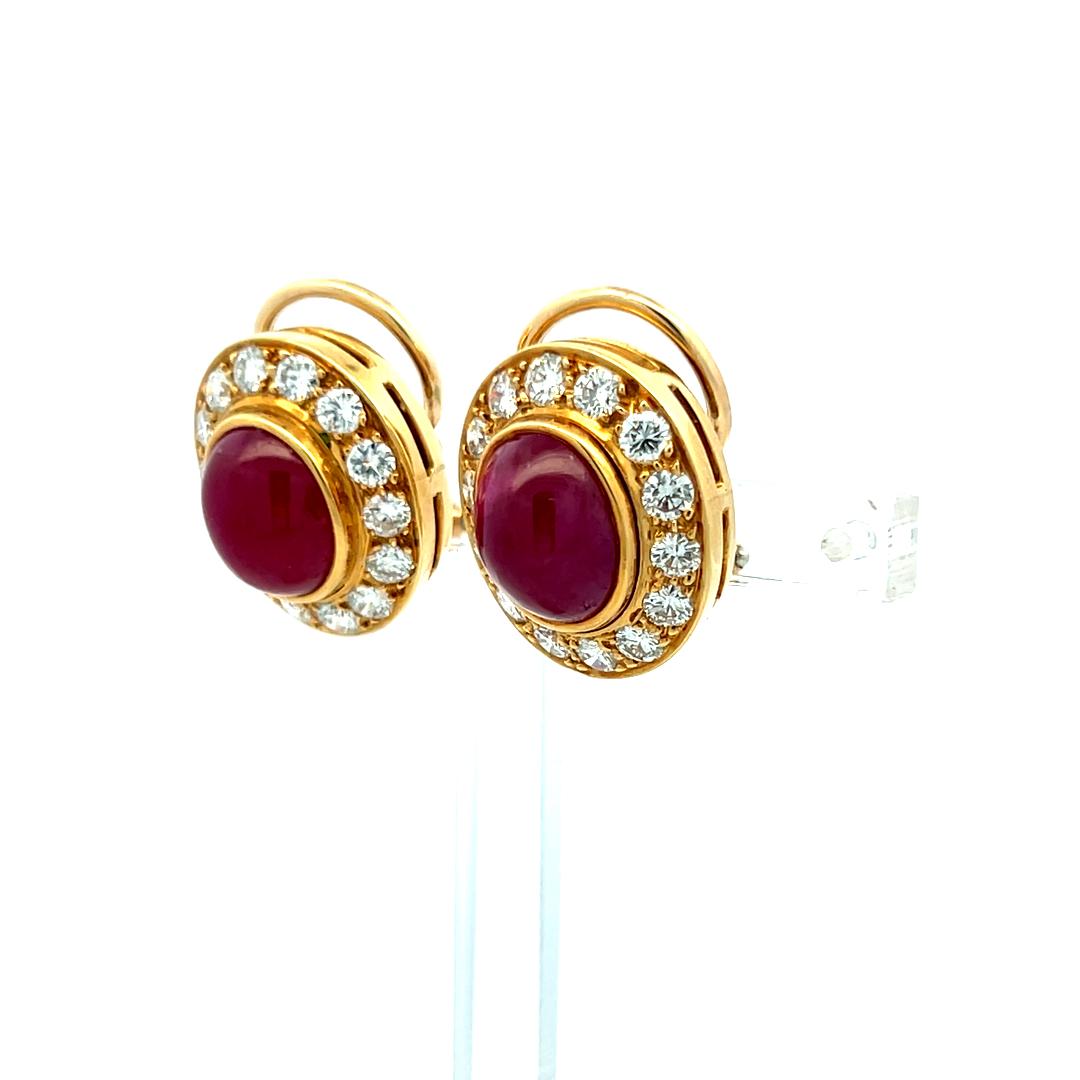 Van Cleef & Arpels 7.91 Carat Ruby 1.50 Carat Round Diamond 18K YG Earrings
