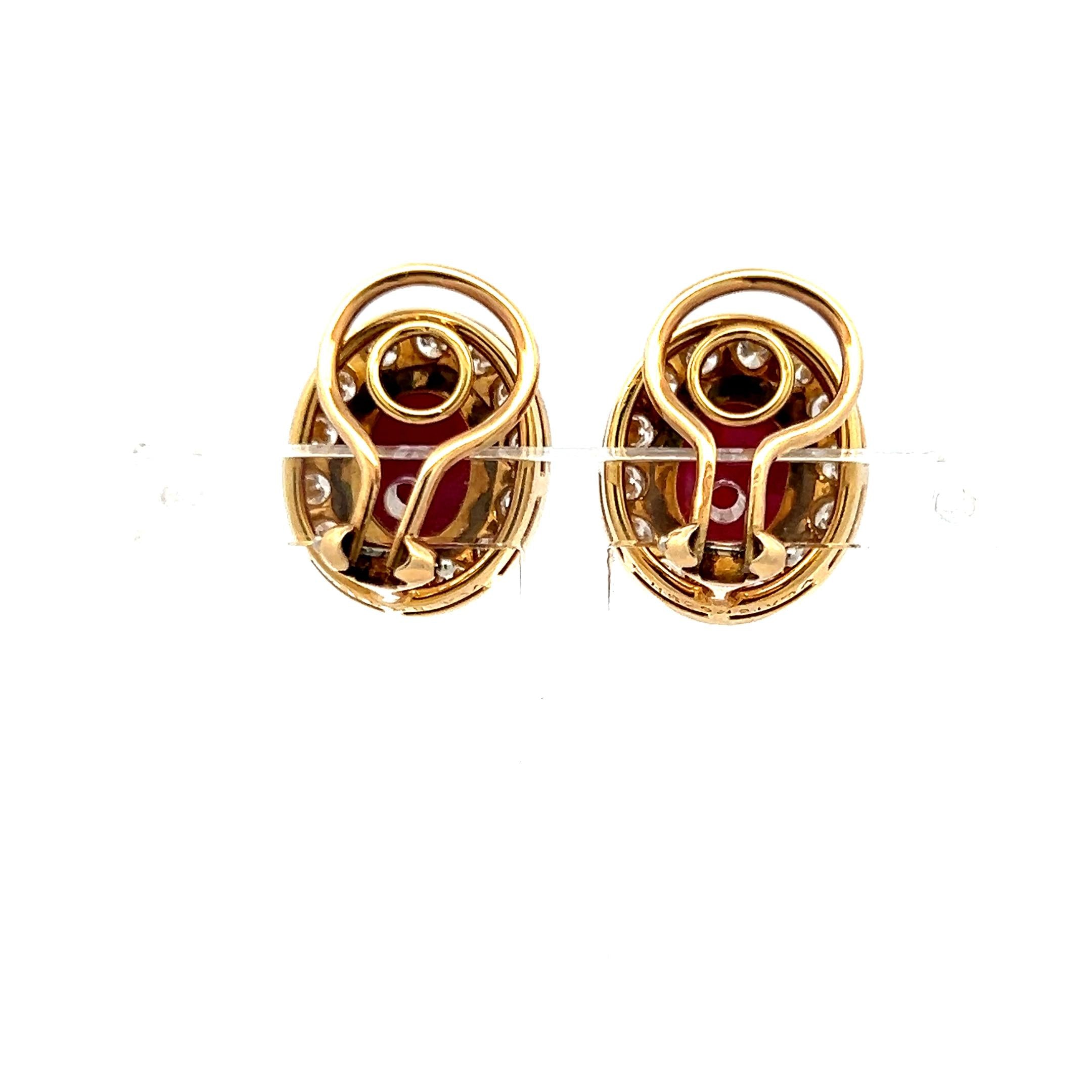 Van Cleef & Arpels 7.91 Carat Ruby 1.50 Carat Round Diamond 18K YG Earrings