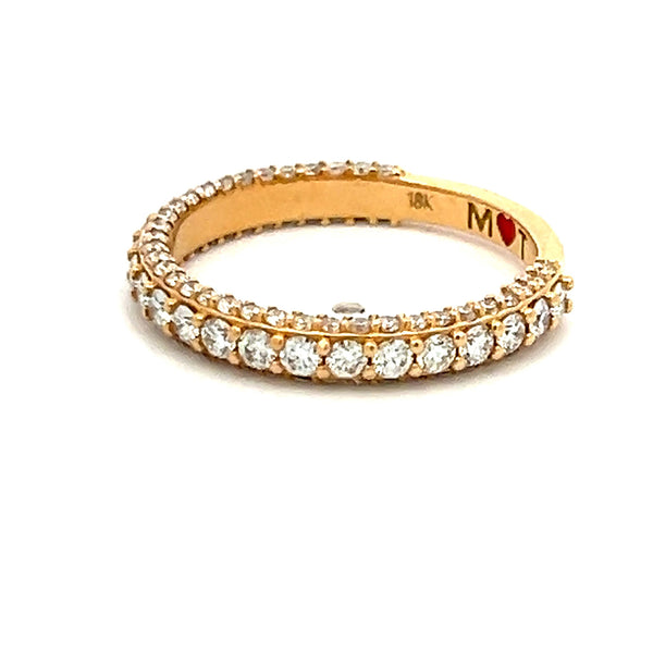 0.65 Carat Round Brilliant F VS2 Diamond 18 Karat Yellow Gold Band Ring