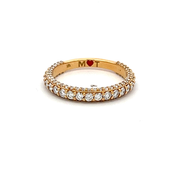 0.65 Carat Round Brilliant F VS2 Diamond 18 Karat Yellow Gold Band Ring