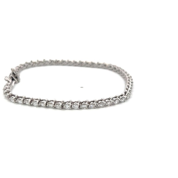 2.84 Carat Round Brilliant Diamond 14 Karat White Gold Tennis Bracelet