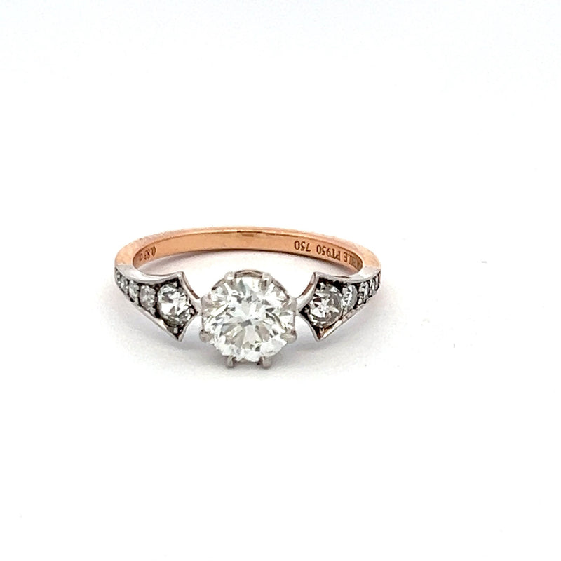 1.28 Carat Round Brilliant H VS1 Diamond 18 Karat Rose Gold Engagement Ring