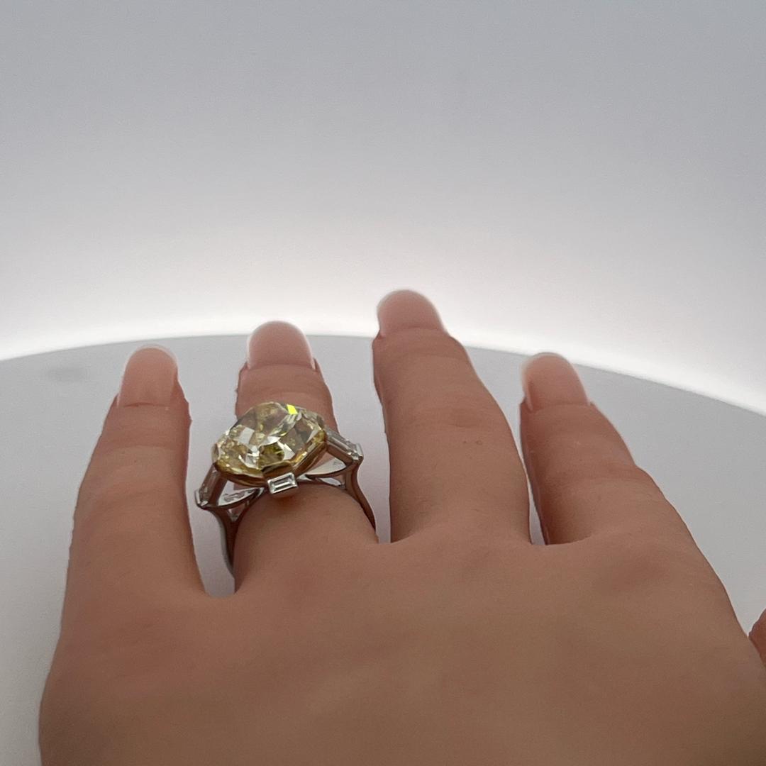 Two-Tone 18K Gold & Platinum Ring with 11.22ct Fancy Yellow & White Diamonds
