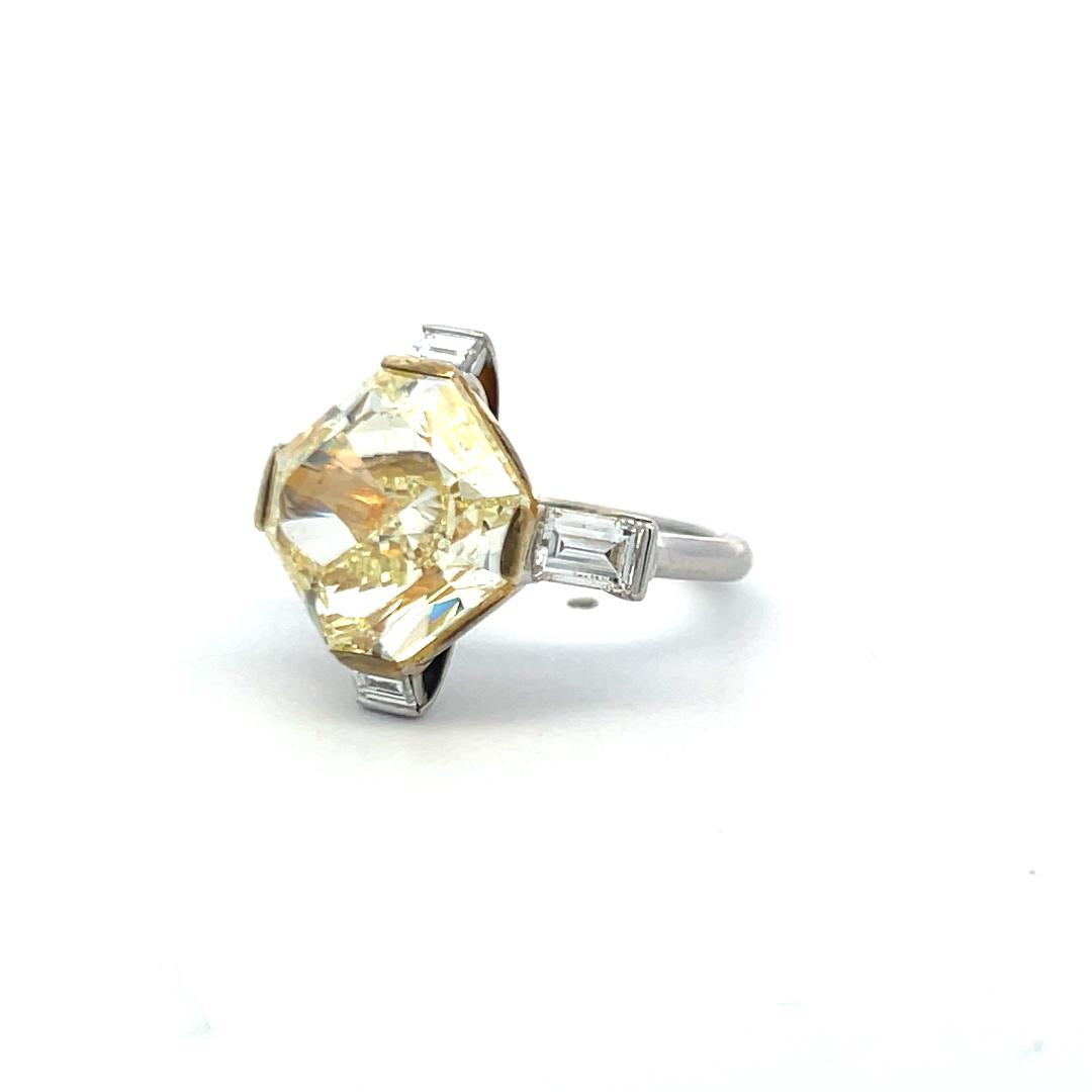 Two-Tone 18K Gold & Platinum Ring with 11.22ct Fancy Yellow & White Diamonds