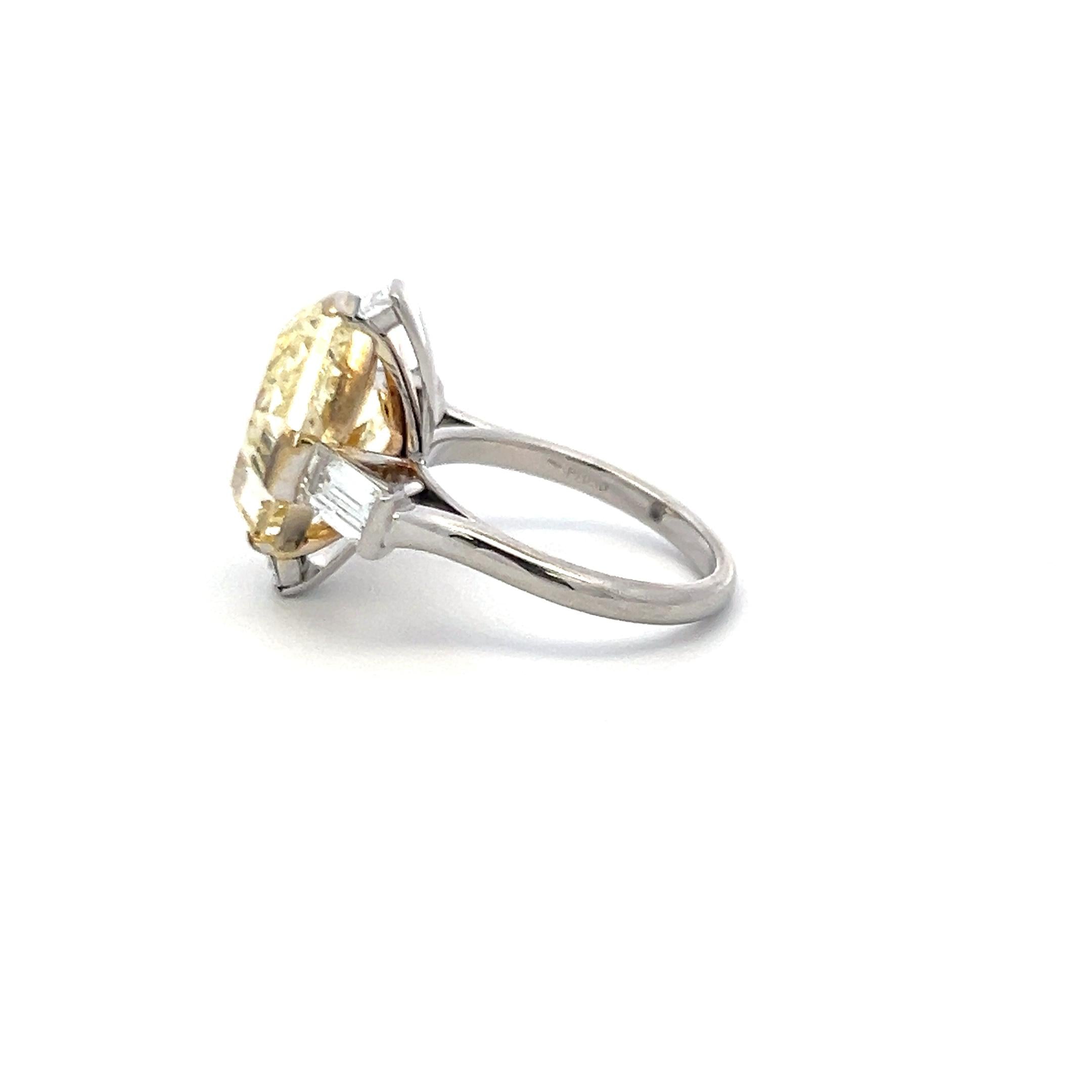 Two-Tone 18K Gold & Platinum Ring with 11.22ct Fancy Yellow & White Diamonds