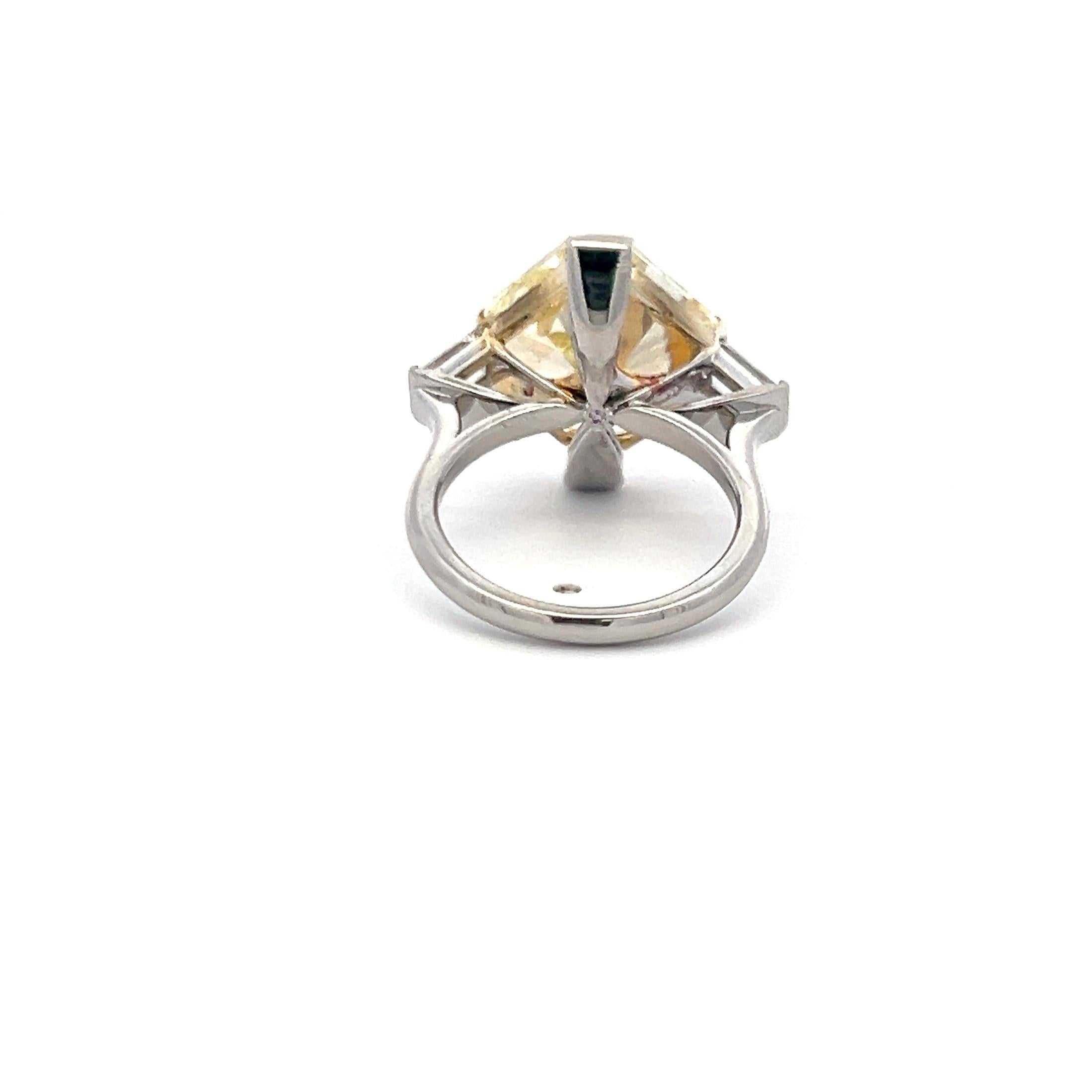 Two-Tone 18K Gold & Platinum Ring with 11.22ct Fancy Yellow & White Diamonds