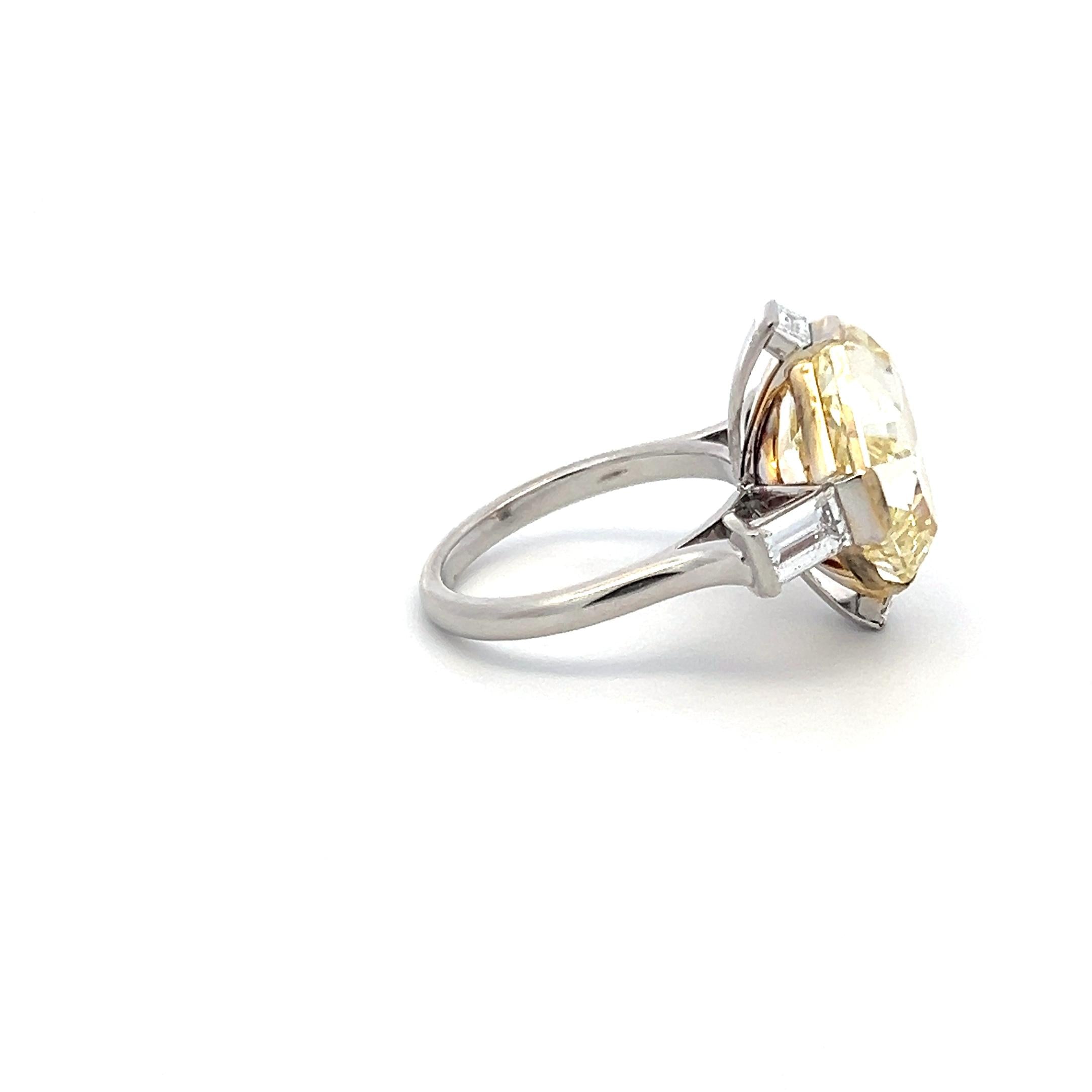 Two-Tone 18K Gold & Platinum Ring with 11.22ct Fancy Yellow & White Diamonds