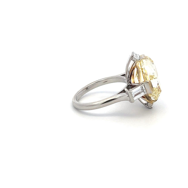 Two-Tone 18K Gold & Platinum Ring with 11.22ct Fancy Yellow & White Diamonds