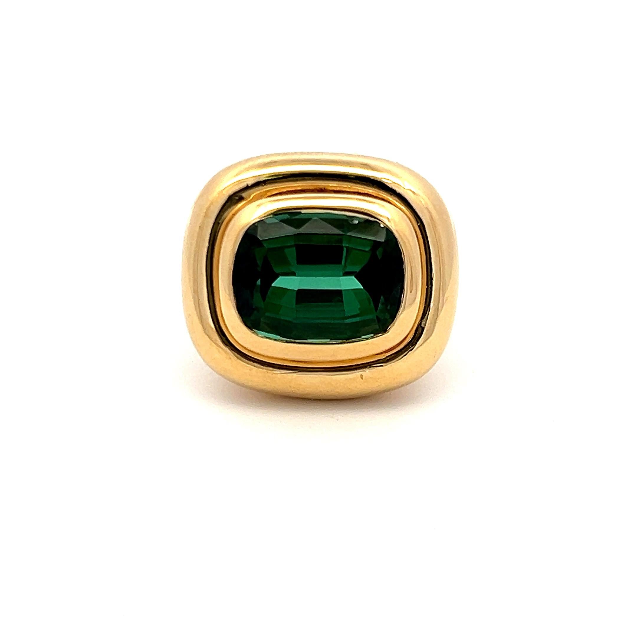 Tiffany & Co 7.18 Carat Cushion Tourmaline 18 Karat Yellow Gold Cocktail Ring