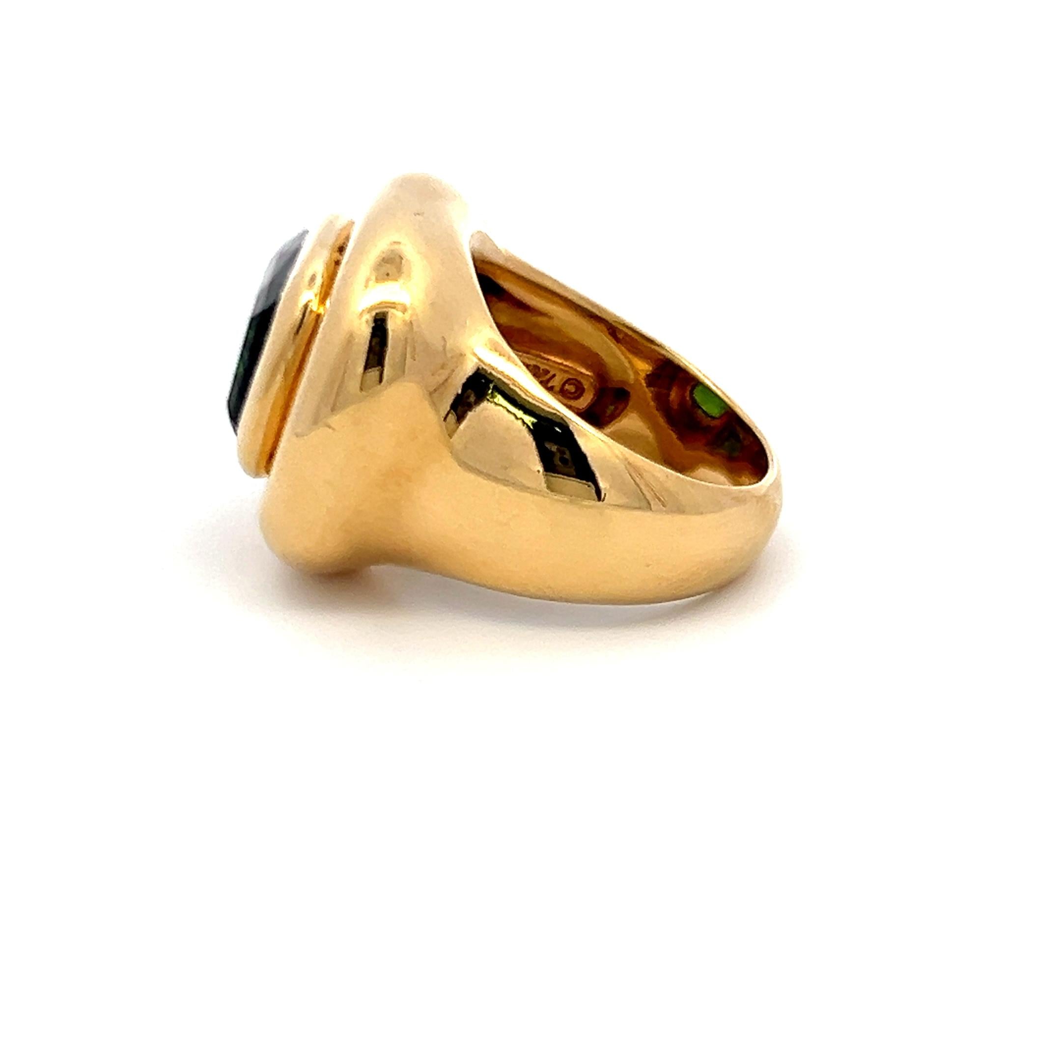 Tiffany & Co 7.18 Carat Cushion Tourmaline 18 Karat Yellow Gold Cocktail Ring