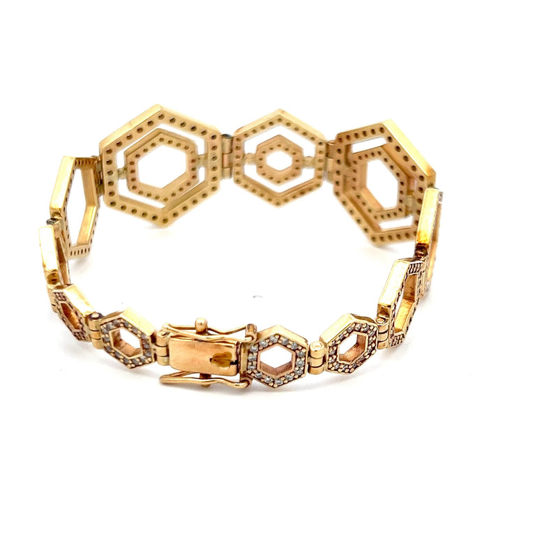 2.00 Carat Round Brilliant G VS2 Diamond 14 Karat Yellow Gold Link Bracelet