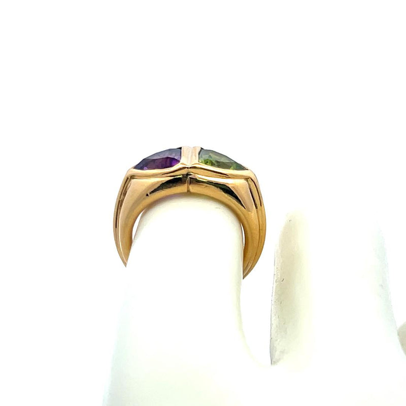 Bvlgari 1.25 Carat Triangular Shape Amethysts 18 Karat Yellow Gold Cocktail Ring