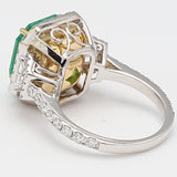 5.19 Carat Emerald 1.60 Carat Round and Triangular Shape Diamond 18K WG Gems Stone Ring