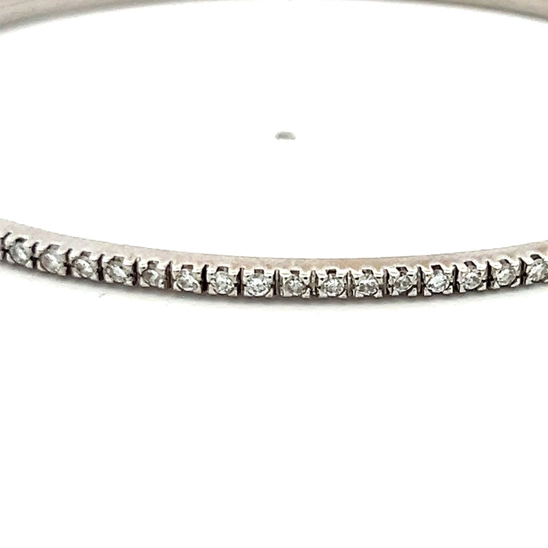 0.40 Carat Round Brilliant G SI1 Diamond 18 Karat White Gold Bangle Bracelet