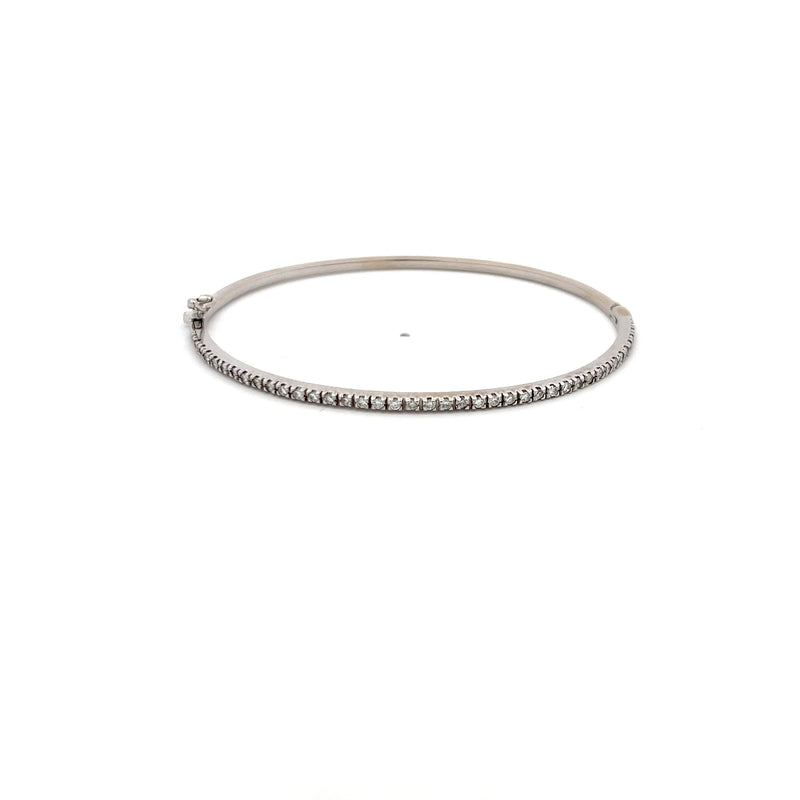 0.40 Carat Round Brilliant G SI1 Diamond 18 Karat White Gold Bangle Bracelet