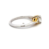 0.80 Carat Oval Shape and Triangular Yellow Diamond 18K Gold Three-Stone Ring