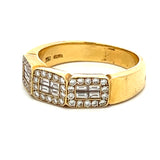 0.78 Carat Round Brilliant and Emerald Cut Diamond 18K Yellow Gold Band Ring