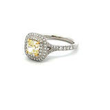 Tiffany & Co 0.90 Carat Cushion Fancy Yellow Diamond 18K YG/Plat Engagement Ring