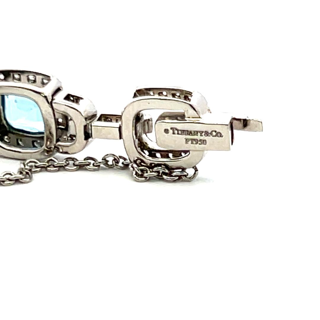 Tiffany & Co 2.50 Carat Diamond 6 Carat Sapphire Aqua Tourmaline Plat Bracelet