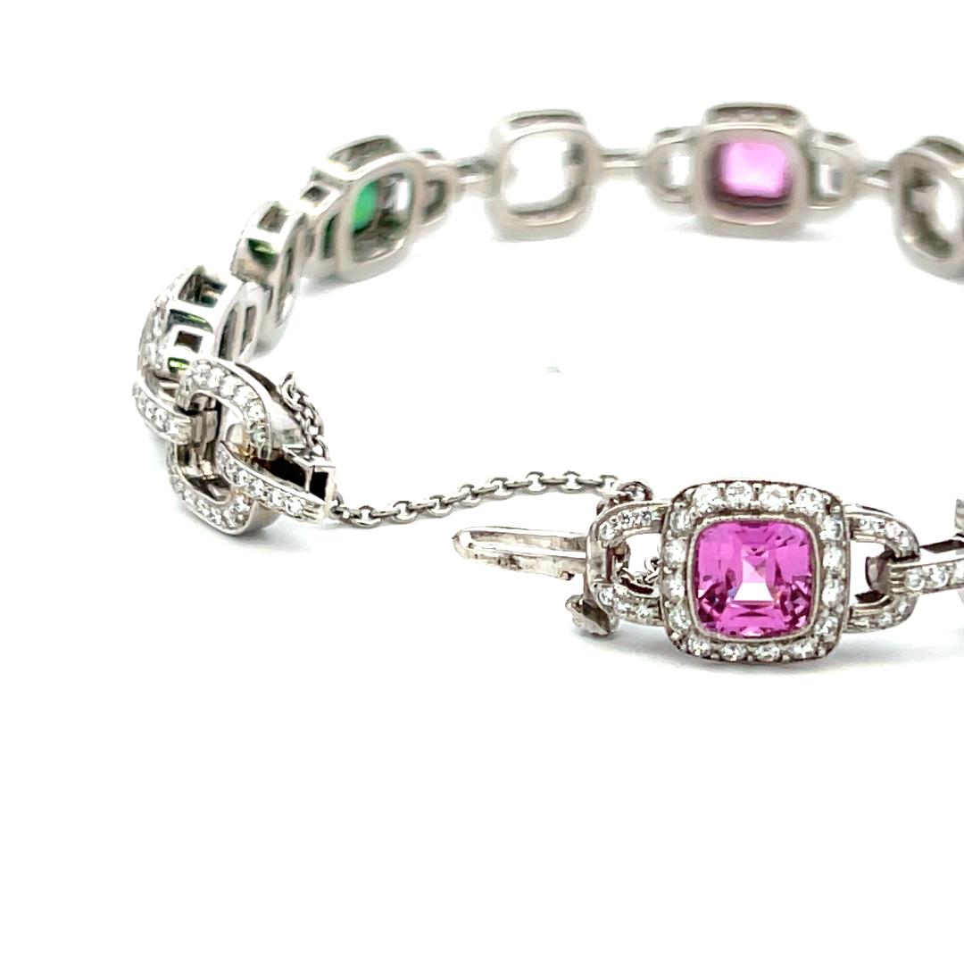 Tiffany & Co 2.50 Carat Diamond 6 Carat Sapphire Aqua Tourmaline Plat Bracelet