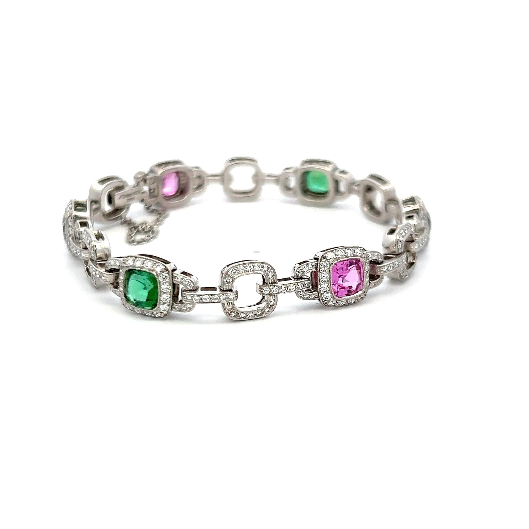 Tiffany & Co 2.50 Carat Diamond 6 Carat Sapphire Aqua Tourmaline Plat Bracelet