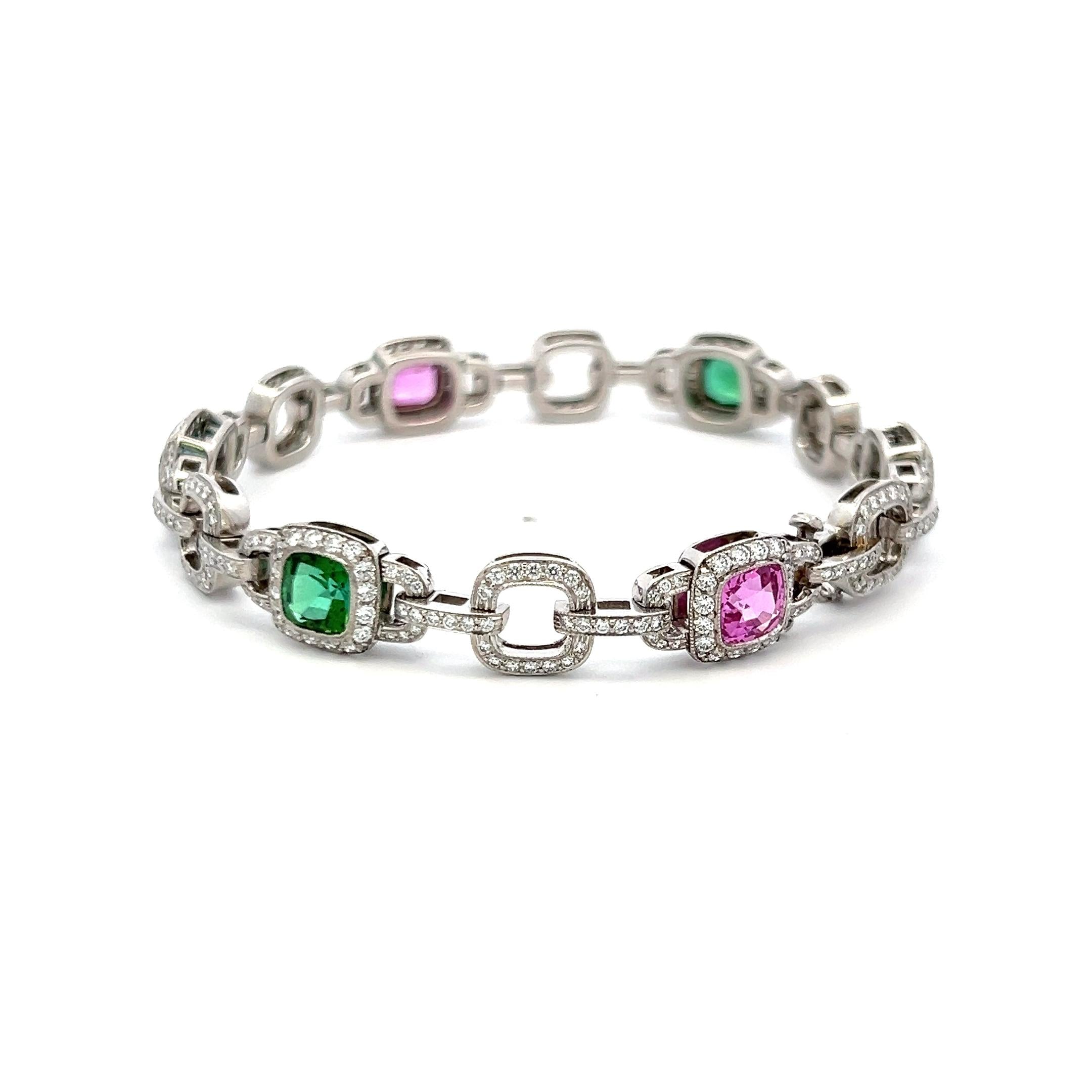 Tiffany & Co 2.50 Carat Diamond 6 Carat Sapphire Aqua Tourmaline Plat Bracelet