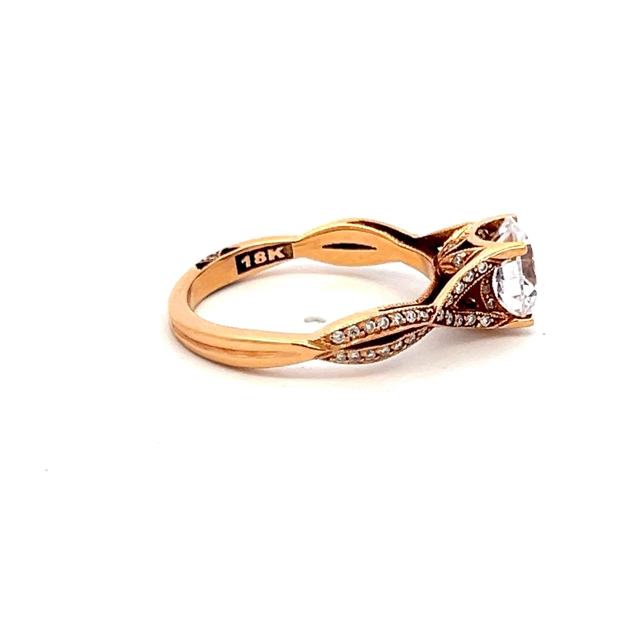 Tacori 18K Rose Gold Engagement Ring 1.5ct Lab-Grown and 0.22ct Natural Diamonds