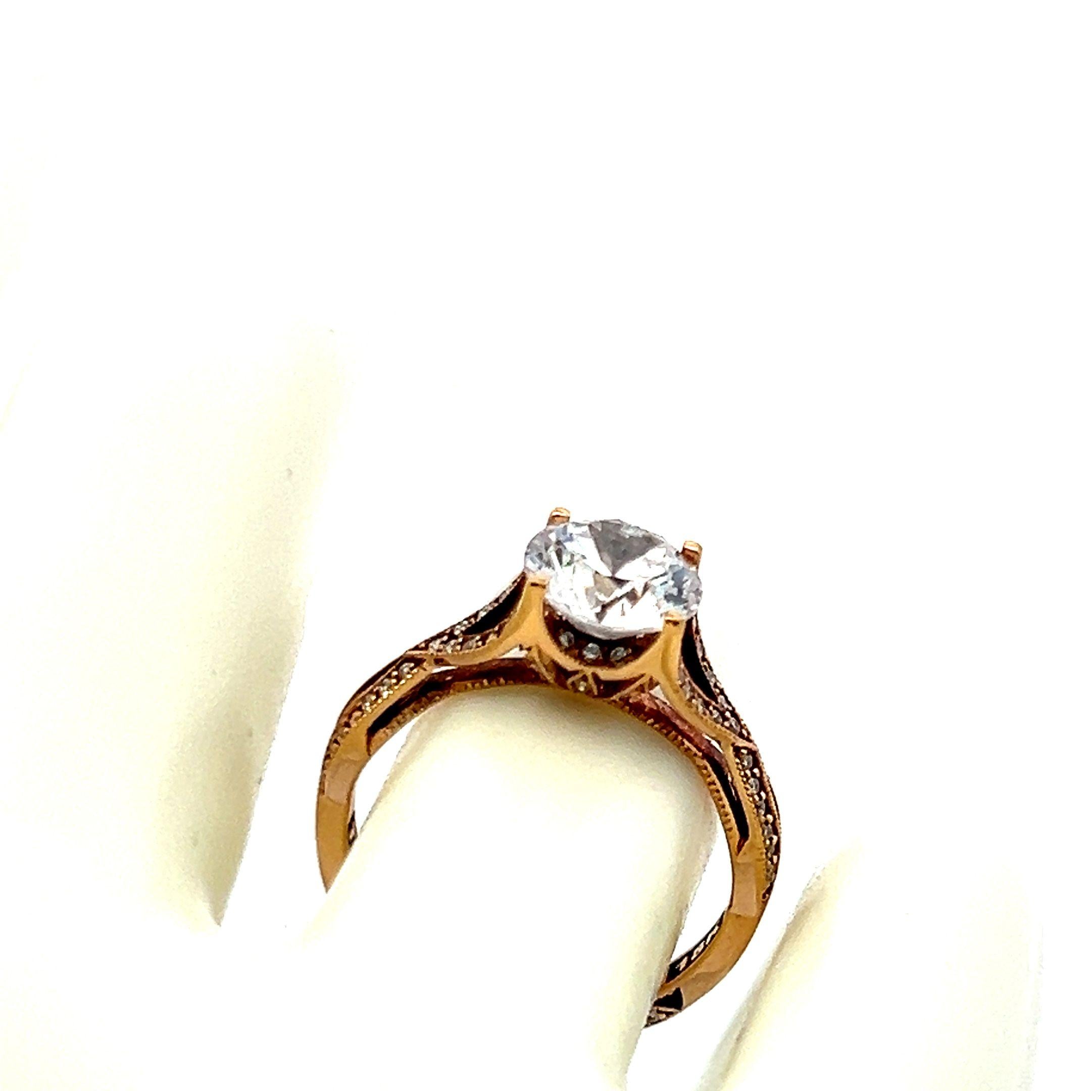 Tacori 18K Rose Gold Engagement Ring 1.5ct Lab-Grown and 0.22ct Natural Diamonds