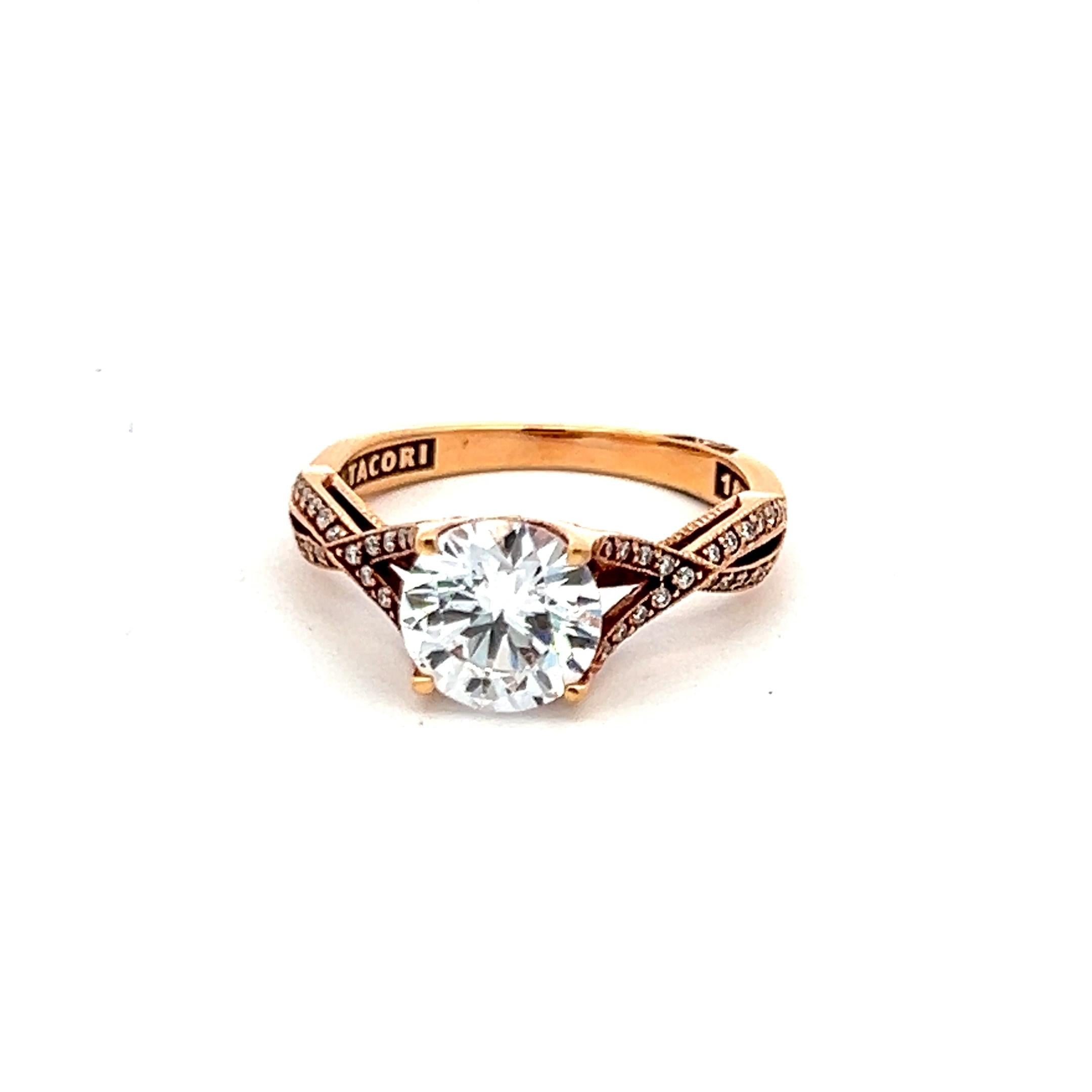 Tacori 18K Rose Gold Engagement Ring 1.5ct Lab-Grown and 0.22ct Natural Diamonds