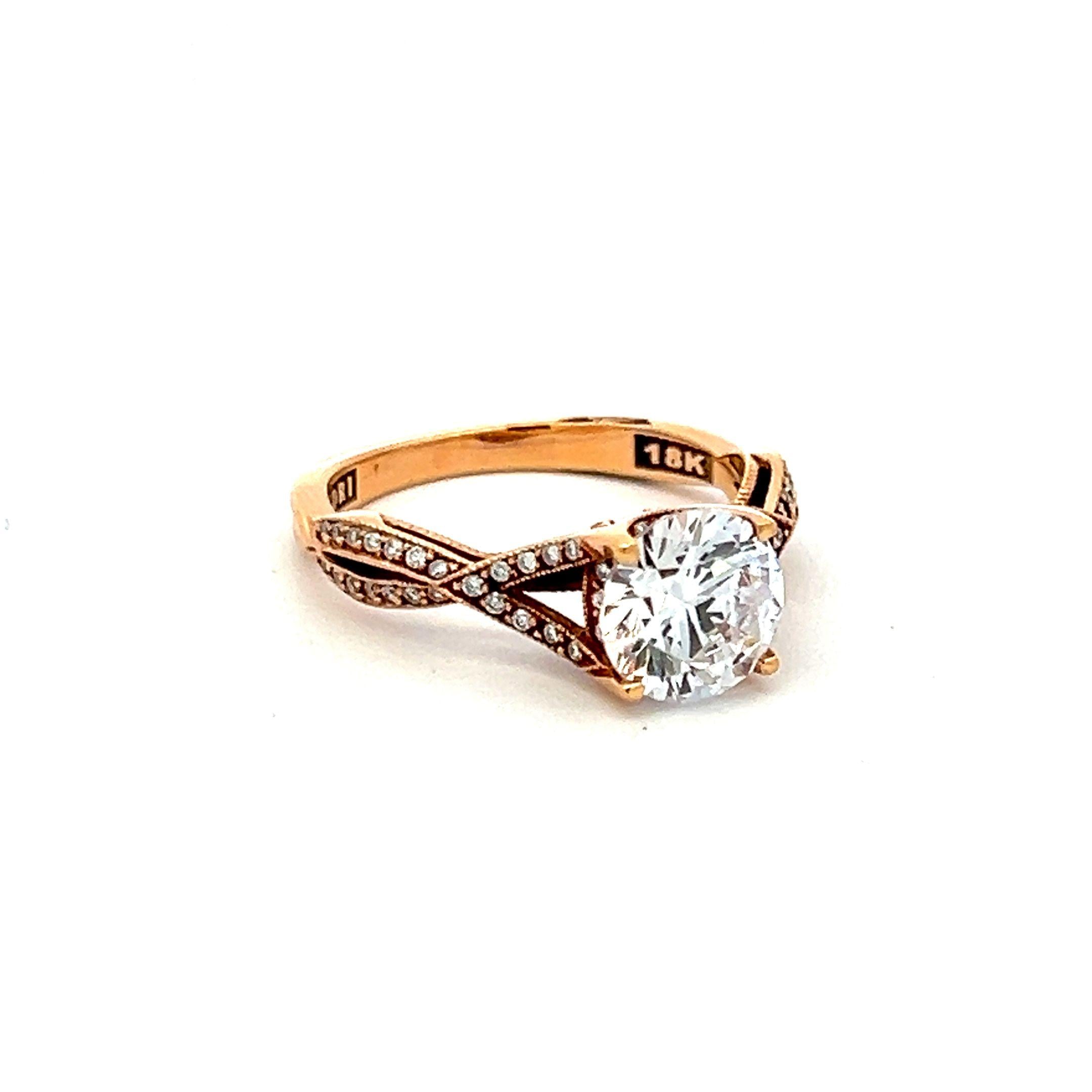 Tacori 18K Rose Gold Engagement Ring 1.5ct Lab-Grown and 0.22ct Natural Diamonds