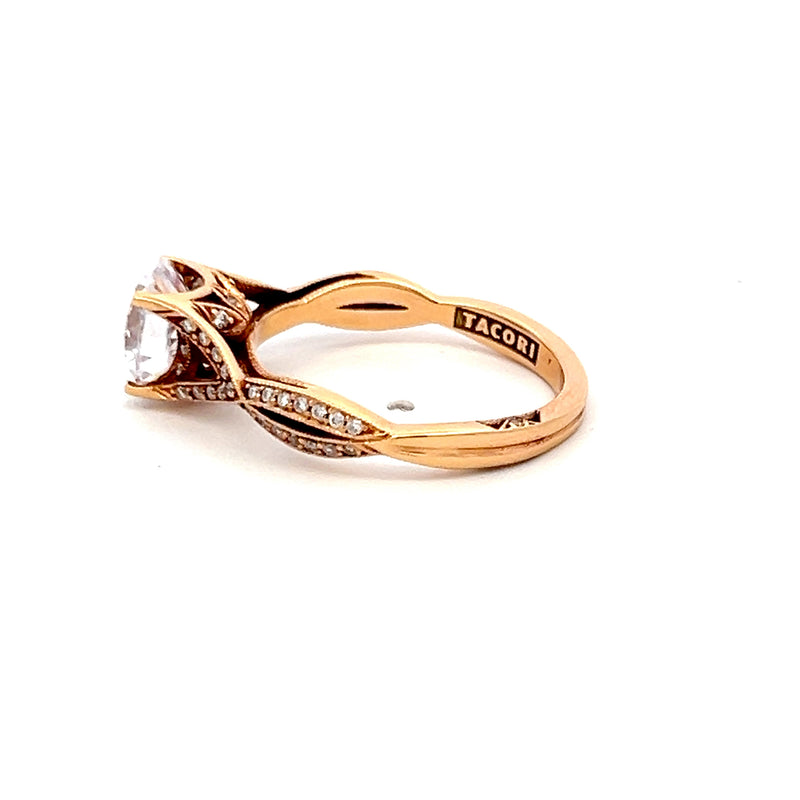 Tacori 1.54 Carat CZ 0.22 Carat Round Diamond 18K Rose Gold Semi Mount Ring