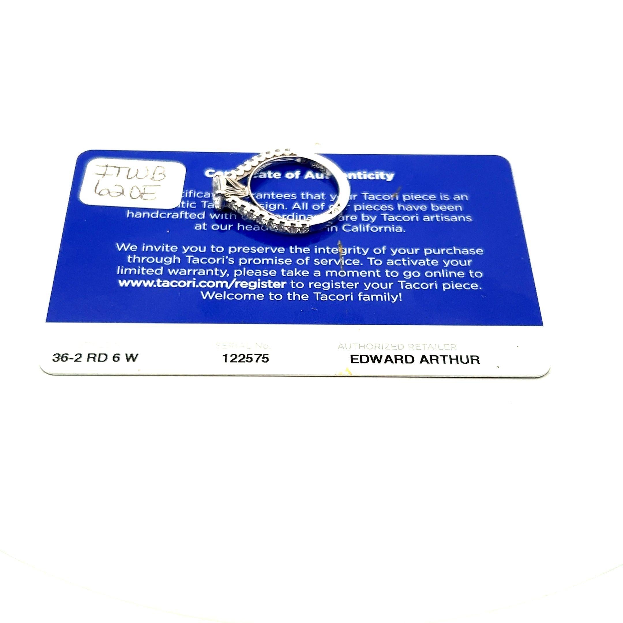 Tacori 18K White Gold Engagement Ring 0.75ct Lab-Grown & 0.53ct Natural Diamonds