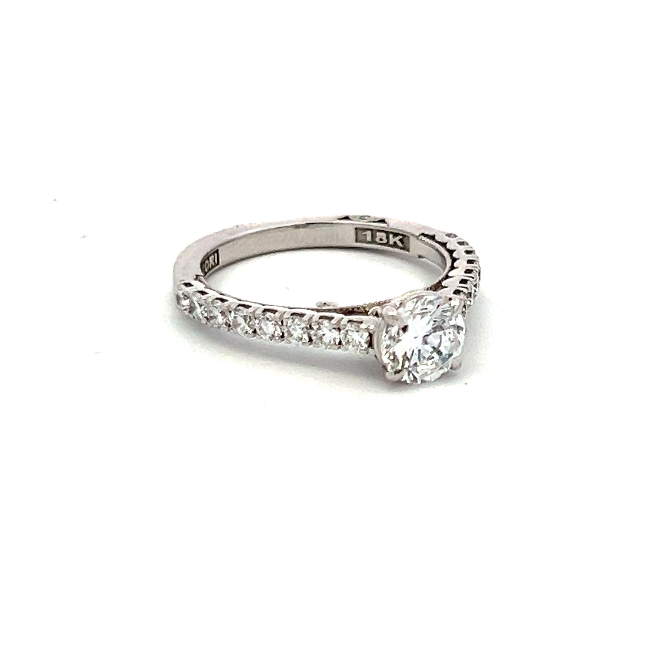 Tacori 18K White Gold Engagement Ring 0.75ct Lab-Grown & 0.53ct Natural Diamonds