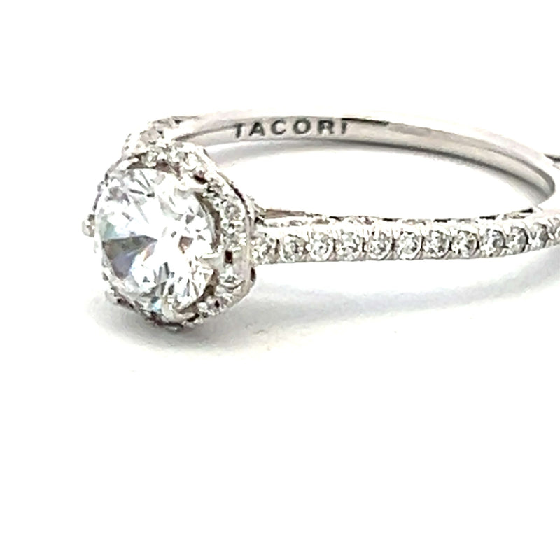 Tacori 0.80 Carat CZ 0.33 Carat Round Diamond 18K WG Semi Mount Ring